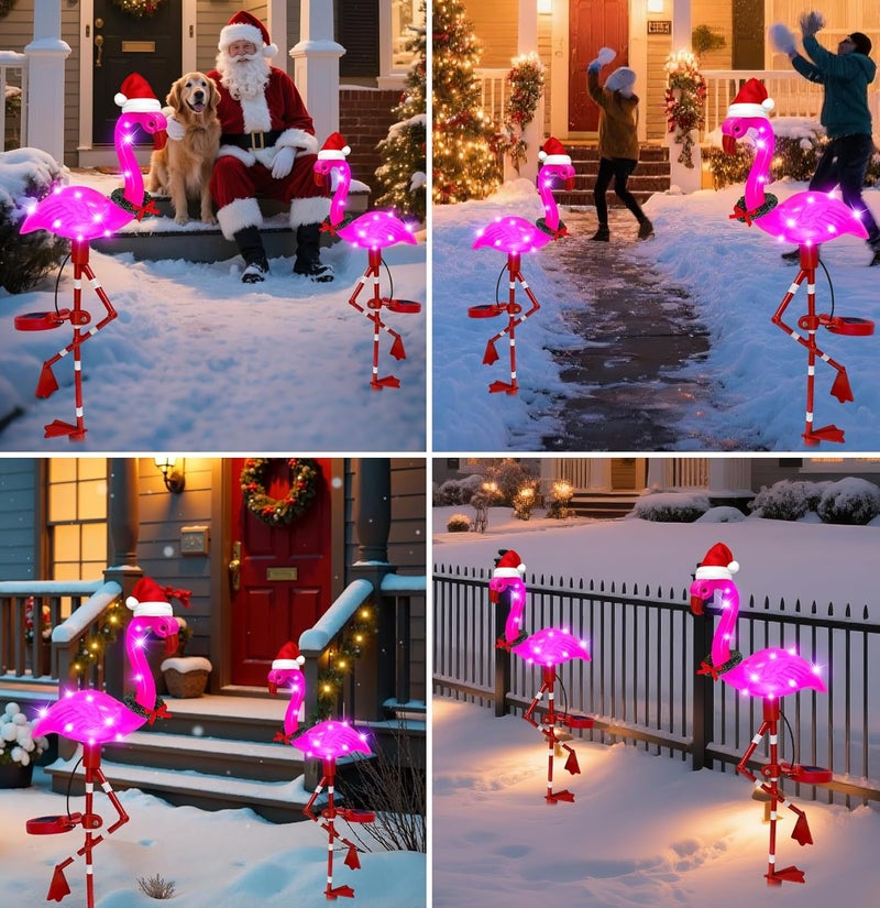 EDOF for Women Solar Garden Lights Christmas Decorations Outdoor Waterproof,2 Packs Solar Flamingo Light,Pink Flamingo Garden Statue,Decorative Lights for Yard Art Patio Porch Lawn - Image 3